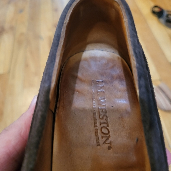 J.M. Weston loafers suede size 5.5 B Maron/dark brown color. - Picture 8 of 10